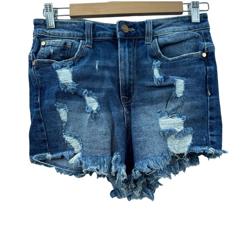 Kendall &‎ Kylie Medium Wash Mid Rise Distressed Shorts Size 28